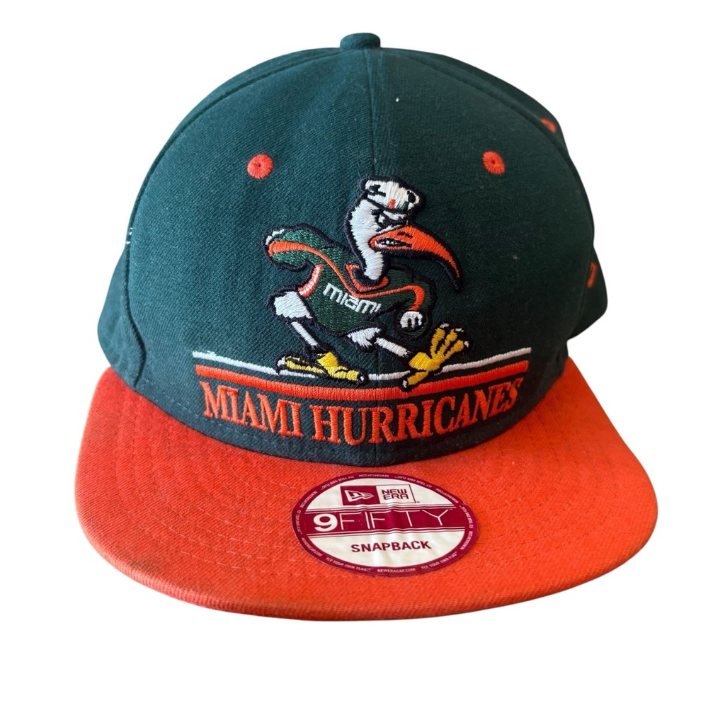 New Era Miami Hurricanes Dark Green and Orange Hat